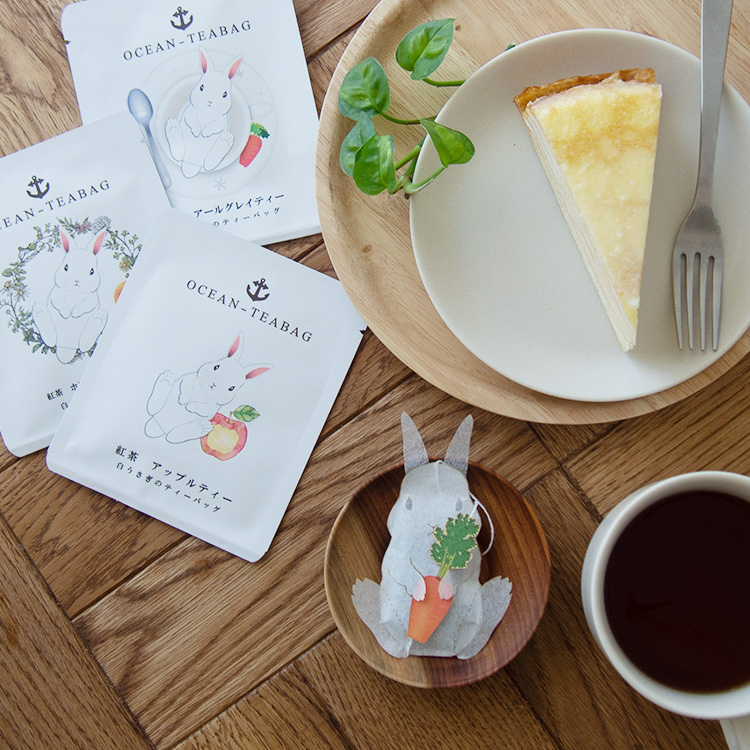 Ocean-teabagの陸のティーバッグ 白うさぎ（ティーセット）【ポスト